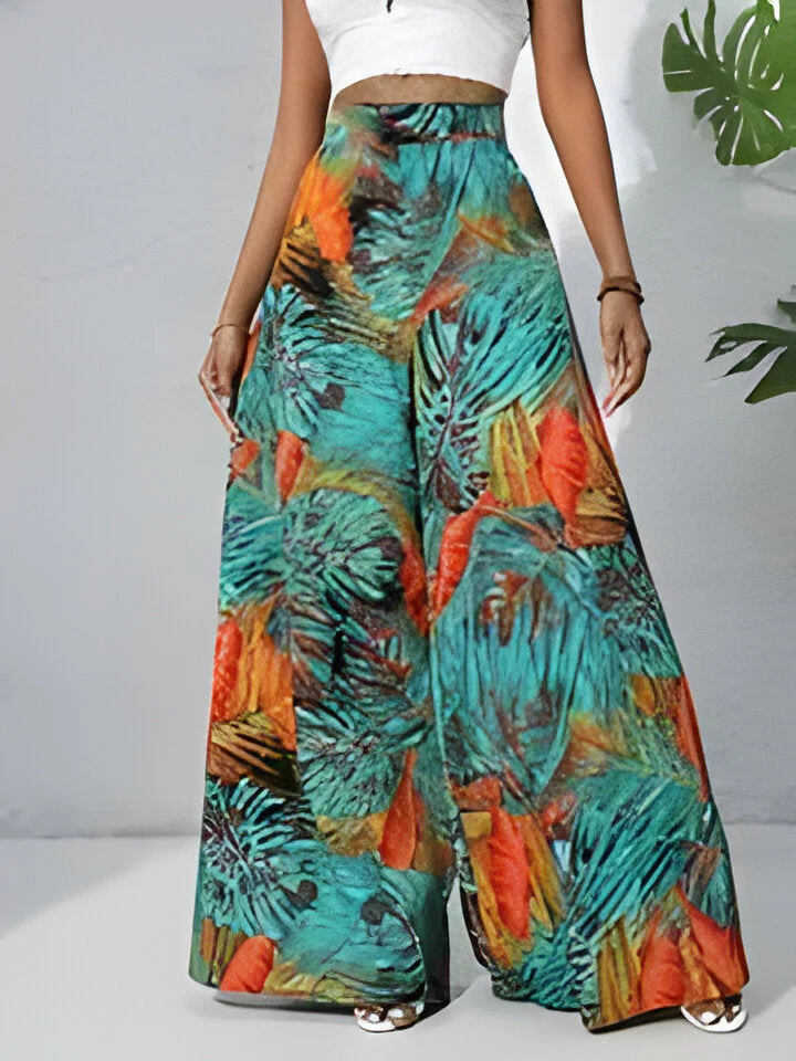 Antonella | Bohemian Floral Print Chiffon Hose mit weitem Bein für Frauen - Image 7