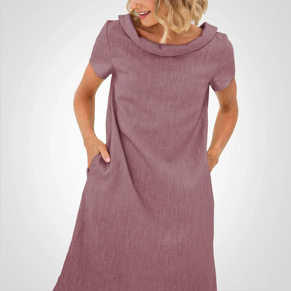 Anvika – Lässiges Kurzarmkleid aus Baumwollleinen - Image 3