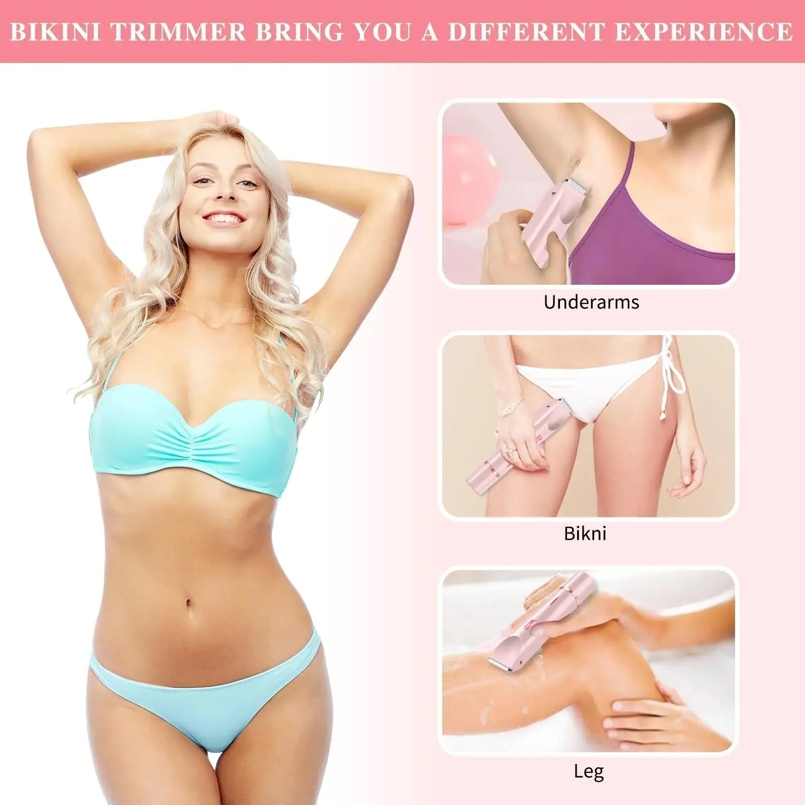 AquaGlow | Wasserdichter, wiederaufladbarer Bikinitrimmer für eine glatte Rasur - Image 2