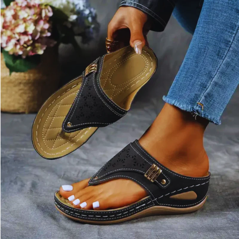 Aria | Clip-Toe-Keilsandalen für Frauen Aus Leder - Image 2