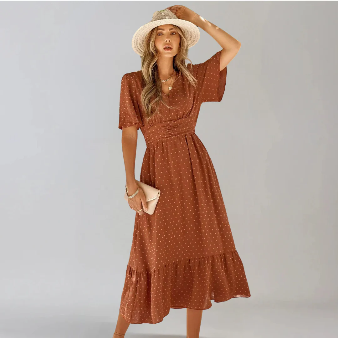 ARIA  | Mittellanges Kleid mit V-Ausschnitt - Image 14