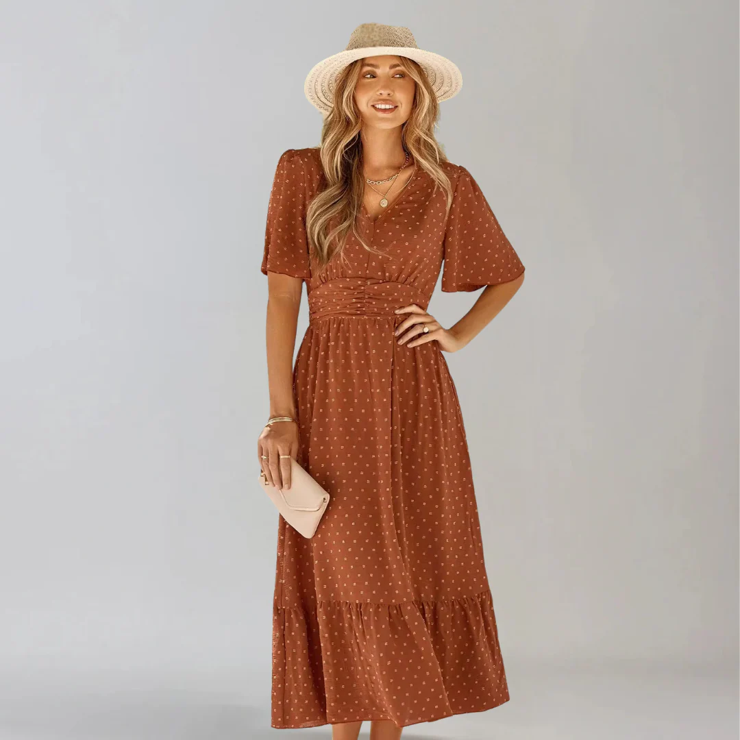 ARIA  | Mittellanges Kleid mit V-Ausschnitt - Image 18