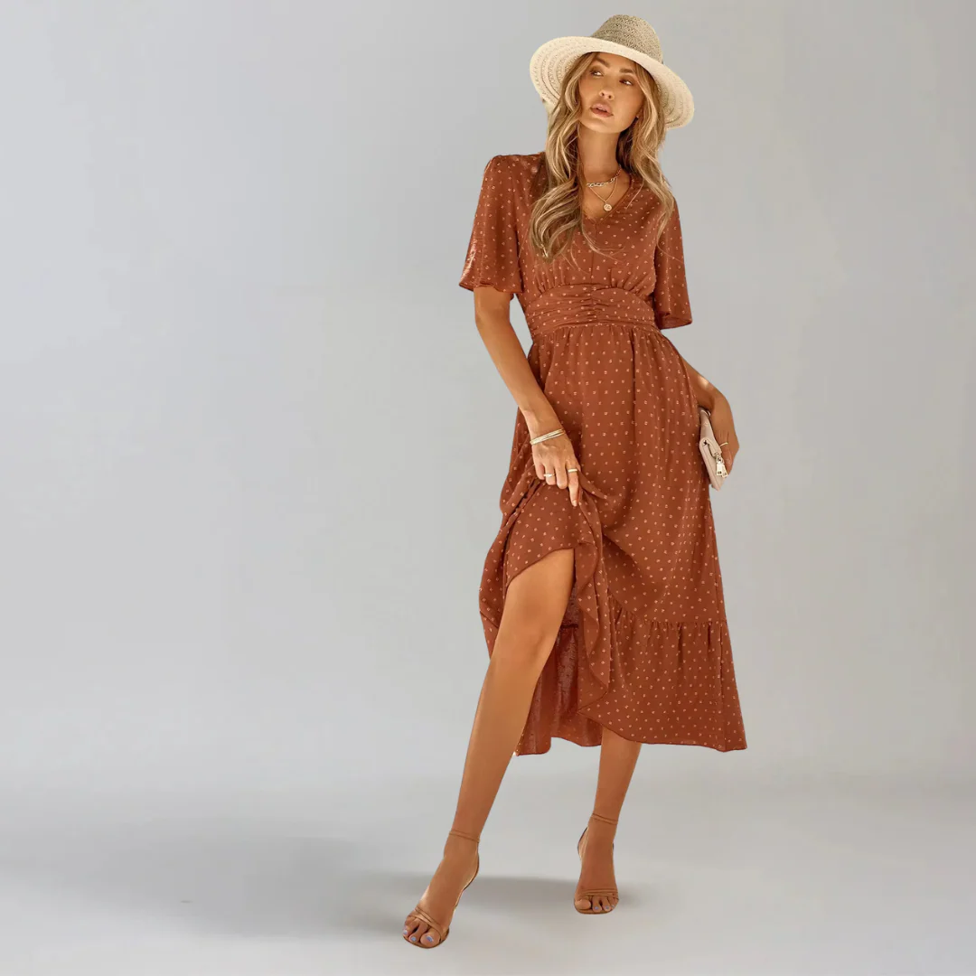 ARIA  | Mittellanges Kleid mit V-Ausschnitt - Image 19
