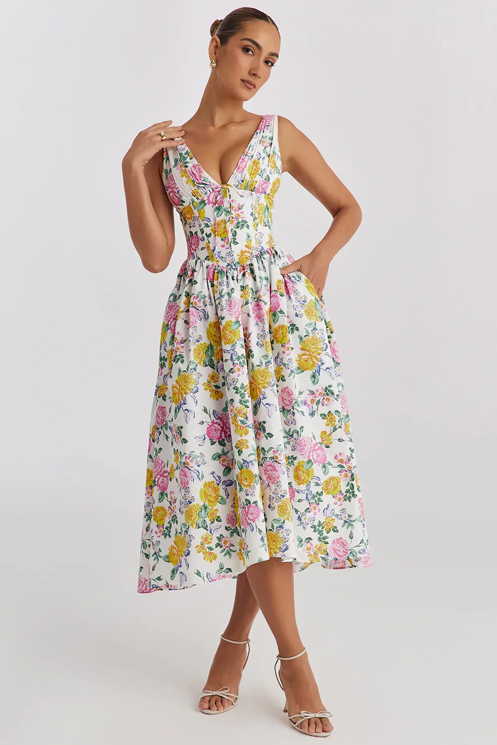 Ariana - Midikleid mit V-Ausschnitt, Korsett und ausgestelltem Rock - Image 10