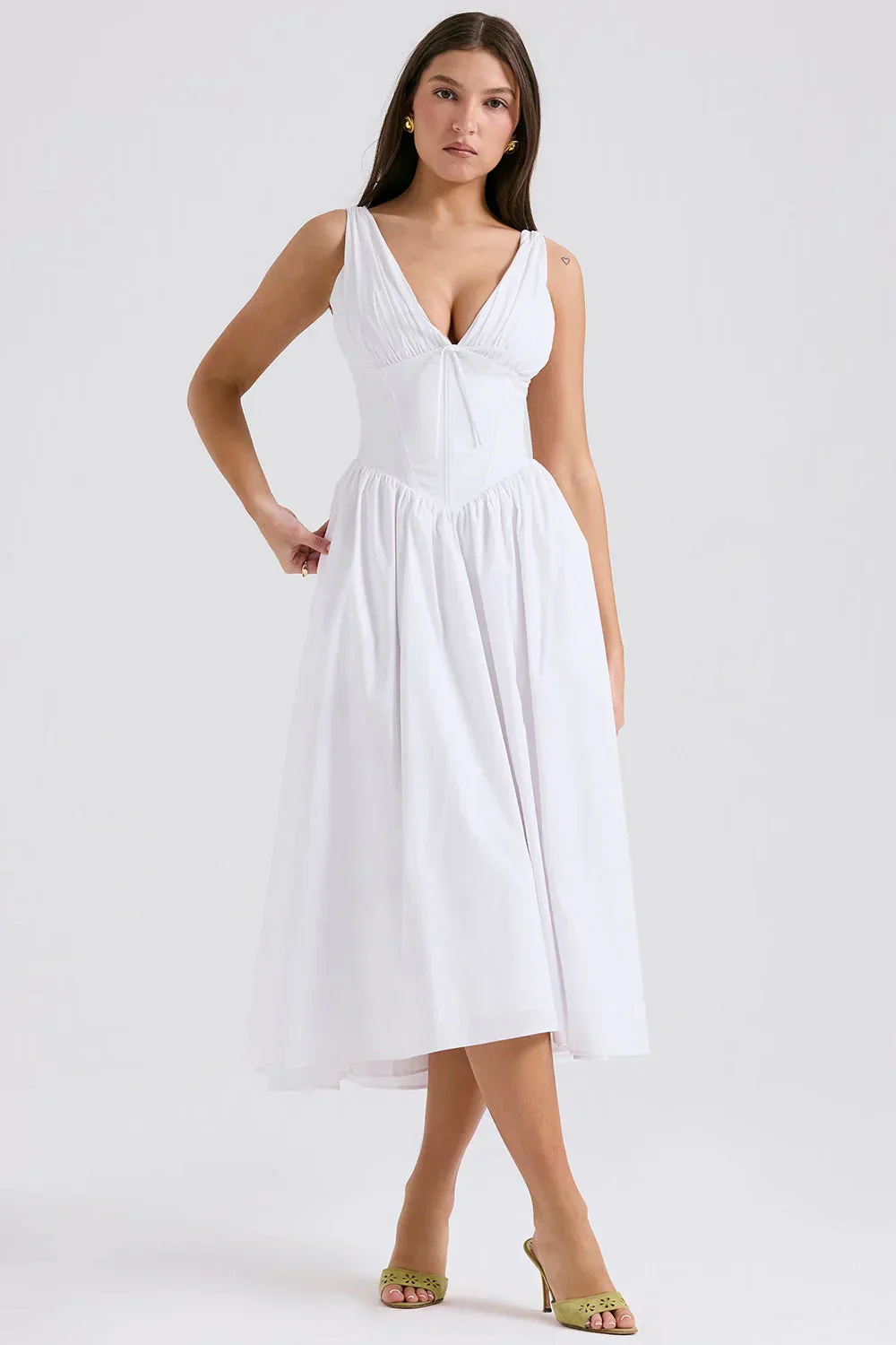 Ariana - Midikleid mit V-Ausschnitt, Korsett und ausgestelltem Rock - Image 6