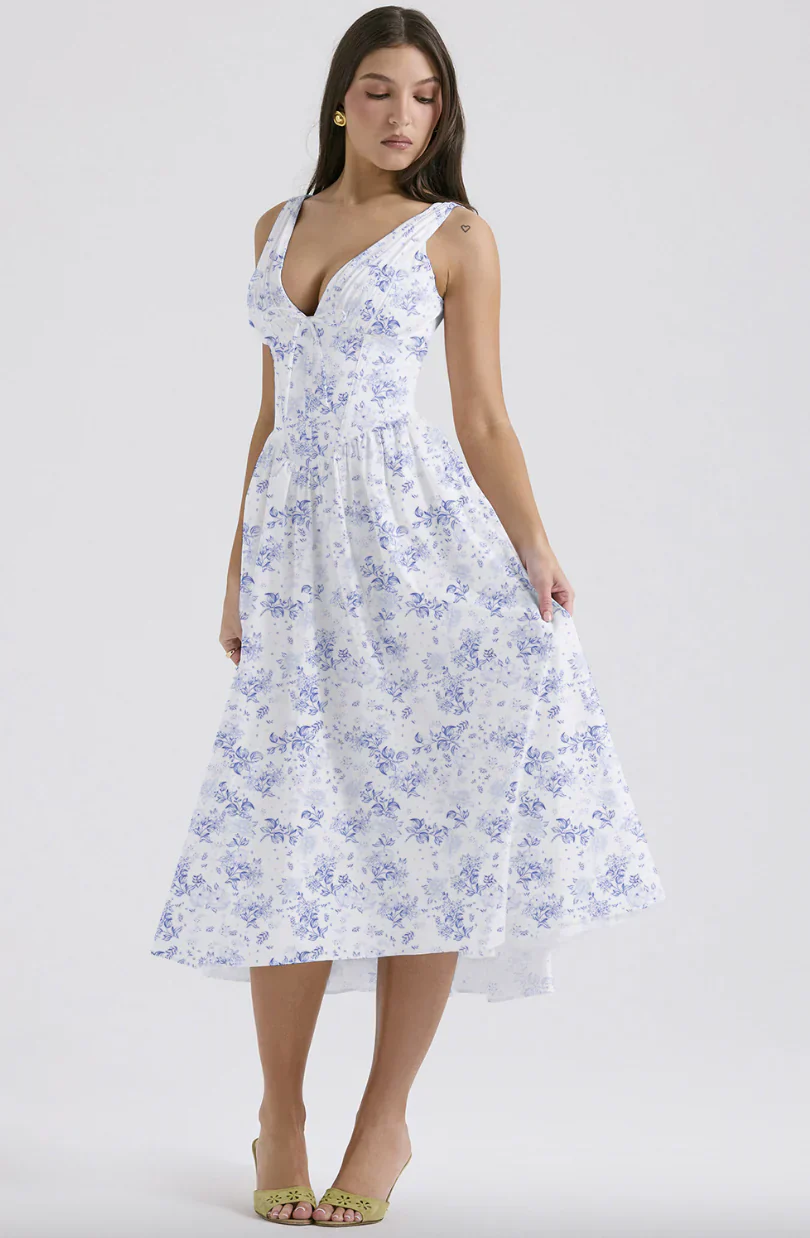Ariana - Midikleid mit V-Ausschnitt, Korsett und ausgestelltem Rock - Image 9