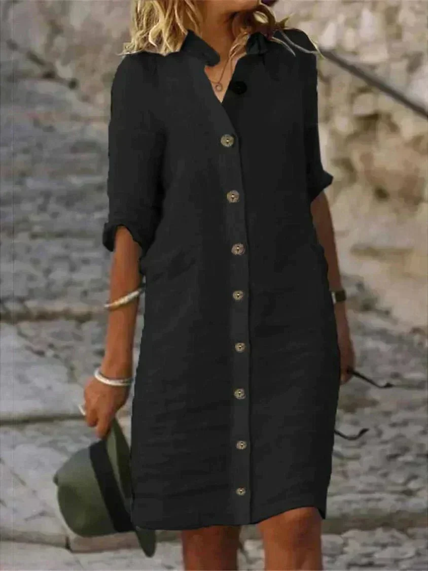 Arianda – Lässiges Leinenhemdkleid mit Knopfleiste - Image 2