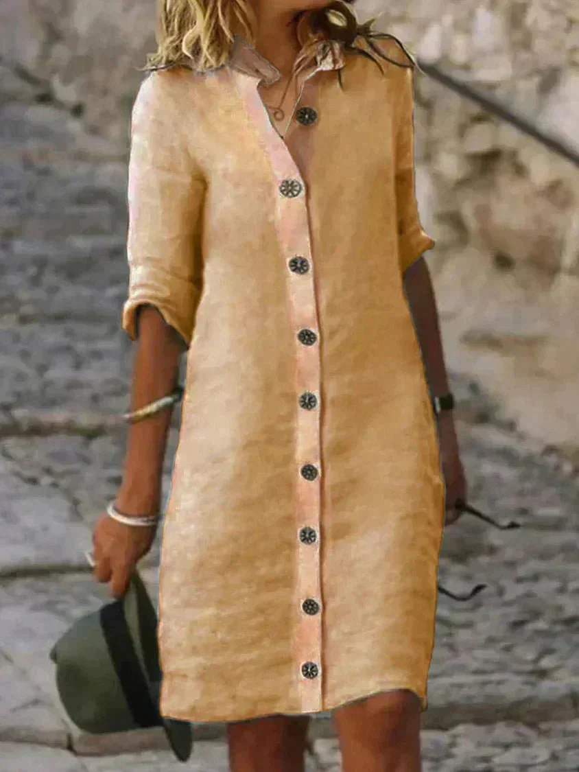 Arianda – Lässiges Leinenhemdkleid mit Knopfleiste - Image 3