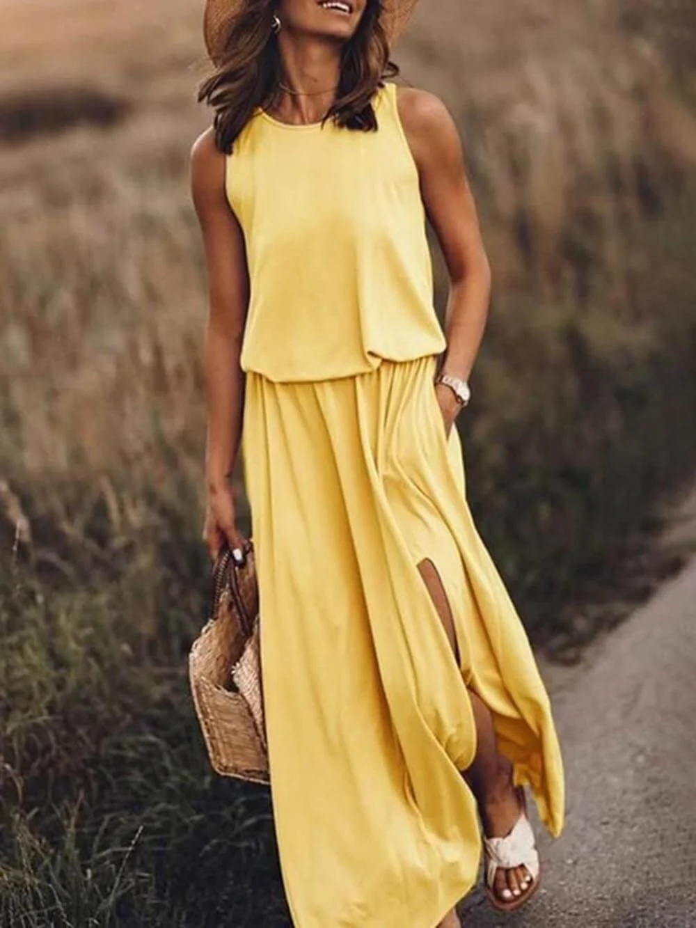 Ariella | Ärmelloses Maxikleid für Frauen aus leichter Baumwolle - Image 2