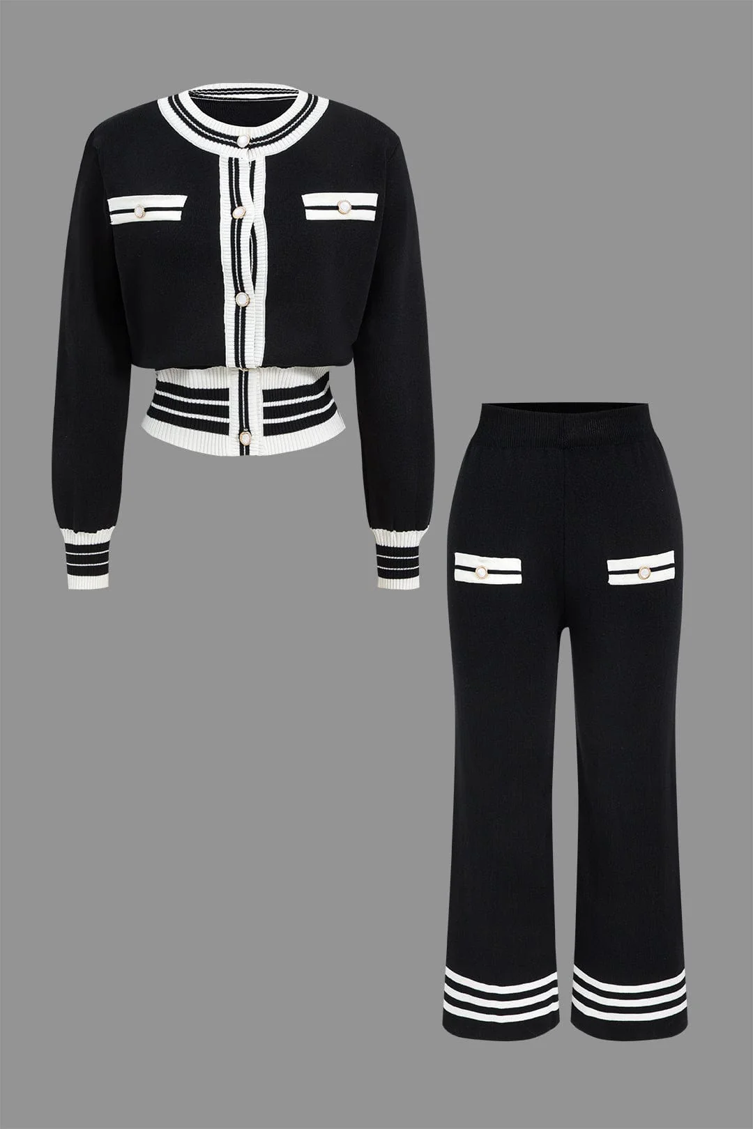 Ariella | Stilvolles Strick-Zweiteiler-Set mit Cropped-Cardigan & Weitbein-Hose - Image 13