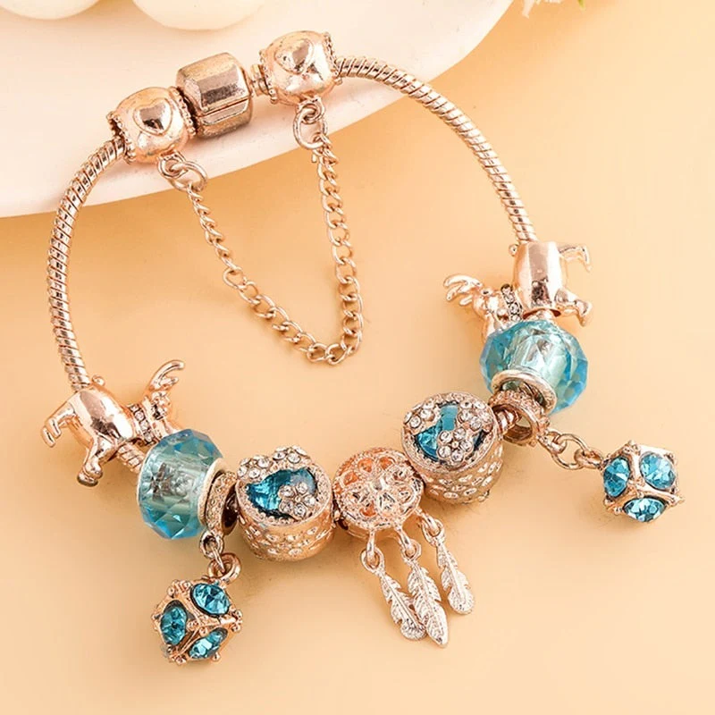 Armband aus Rosensilber und blauen Zirkonias - Image 2