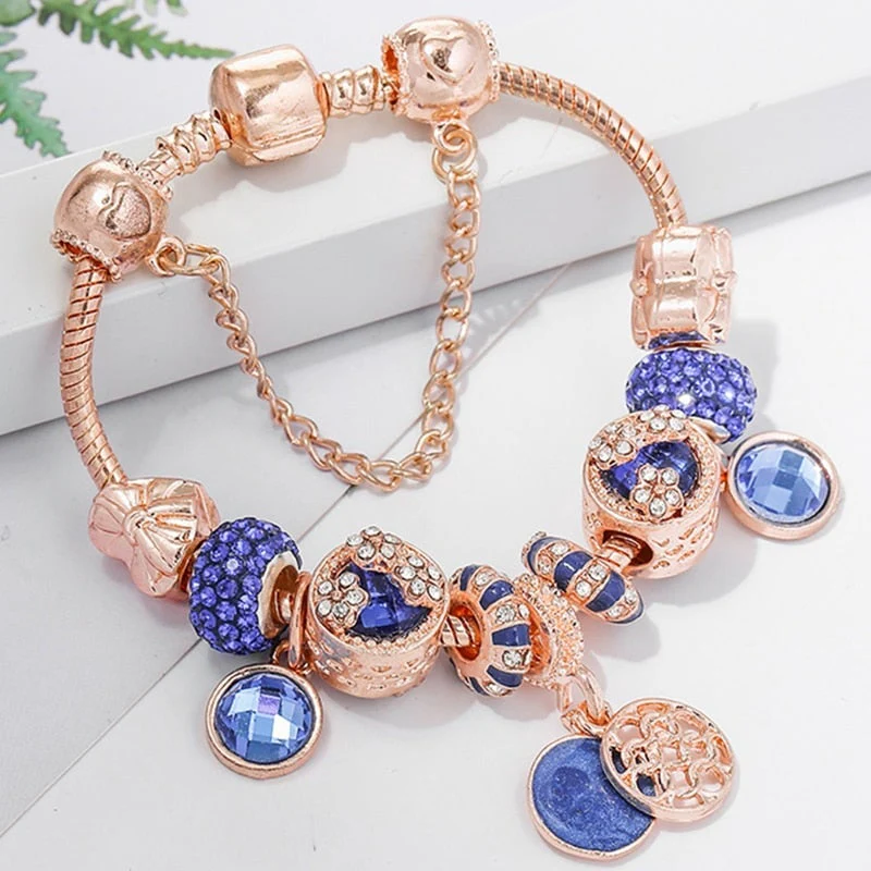 Armband in rosa Silber und blauem Kristall - Image 2