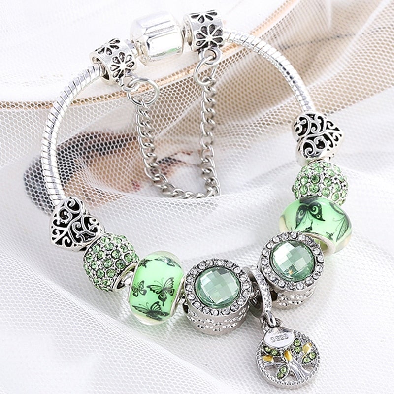 Armband in Sterling Silber und grünem Kristall - Image 2