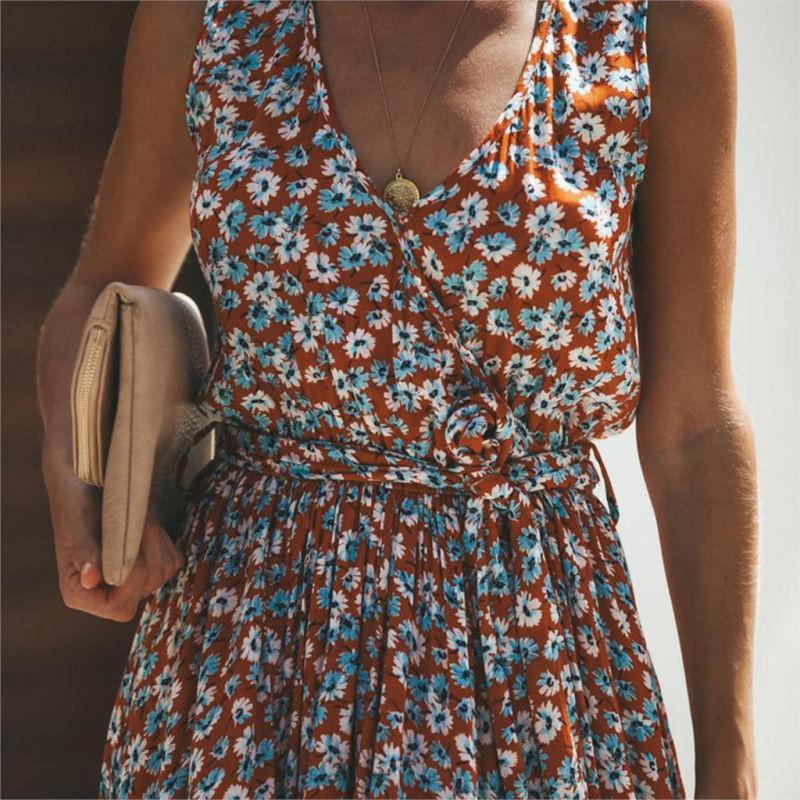 Ärmelloses Maxikleid mit Blumenprint & Schlitz – Sommerlich & Elegant - Image 2