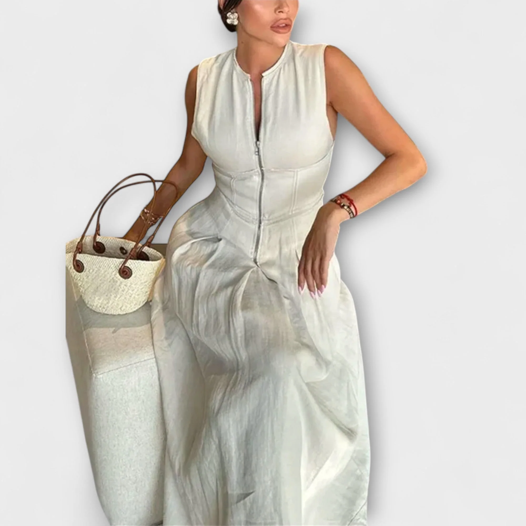 Ärmelloses Plissiertes Midikleid im Bodycon-Stil - Image 2
