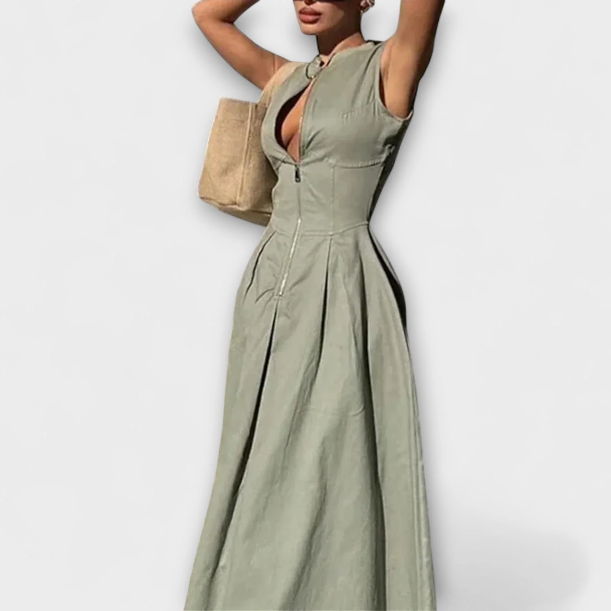 Ärmelloses Plissiertes Midikleid im Bodycon-Stil - Image 4
