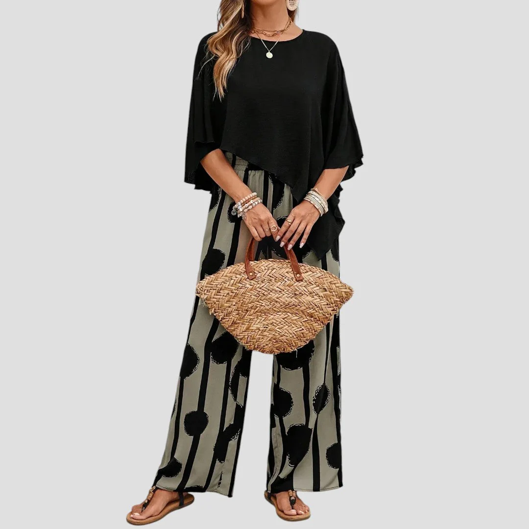 Asymmetrisches Damen Set mit Bedruckter Hose - Image 2
