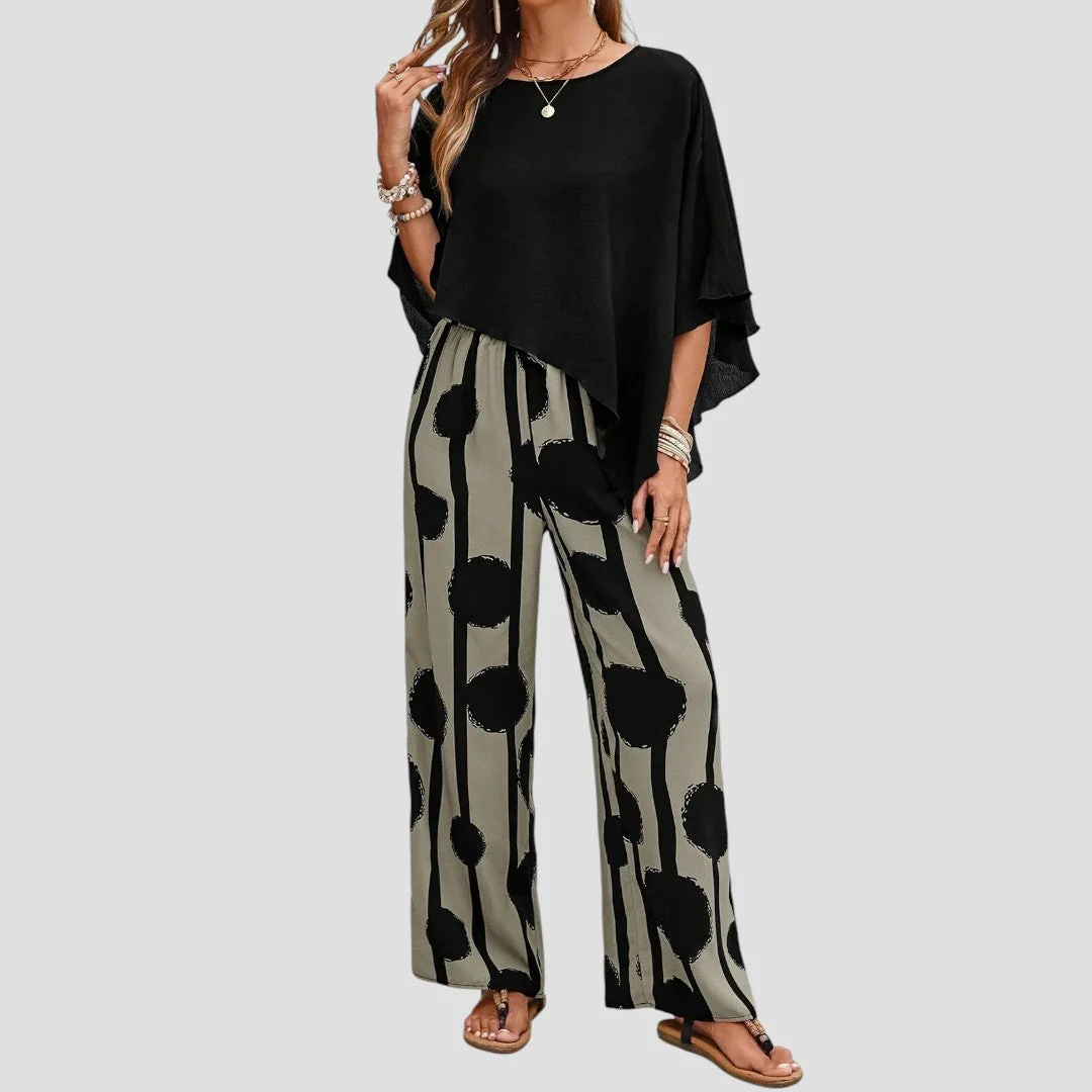 Asymmetrisches Damen Set mit Bedruckter Hose - Image 4
