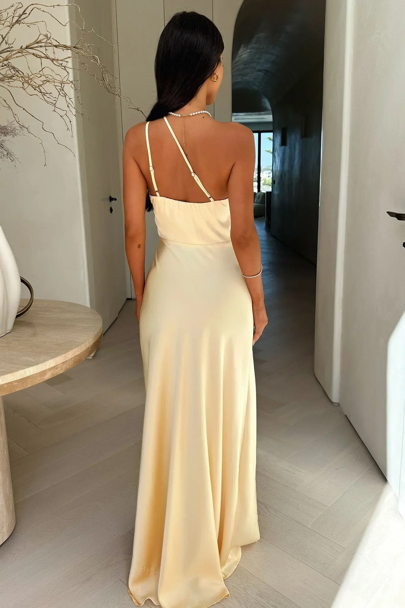 Wilhelmine | Damen Asymmetrisches Langes Abendkleid Schlitz Beige – Abendkleid Asymm. 2026 - Image 3