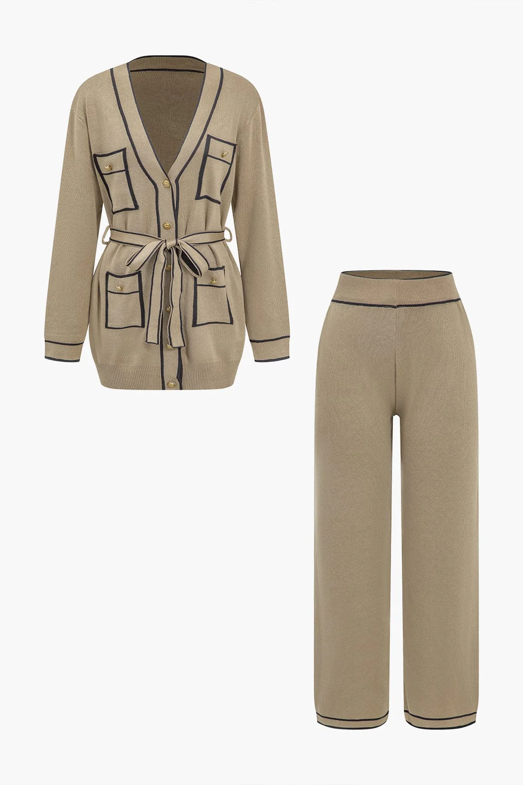 Athena | Elegantes Strick-Set mit Gürtel-Cardigan & Weitbein-Hose - Image 7