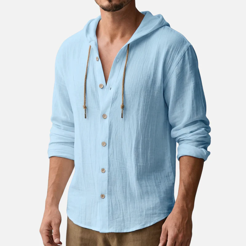 Heinrich | Herren Atmungsaktiver Leinen Hoodie Relaxed Fit – Leinen Kapuzenhemd Herren - Image 2