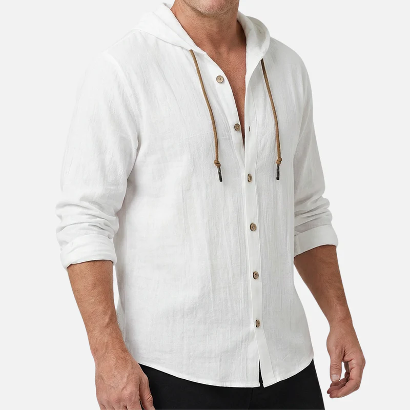 Heinrich | Herren Atmungsaktiver Leinen Hoodie Relaxed Fit – Leinen Kapuzenhemd Herren - Image 3
