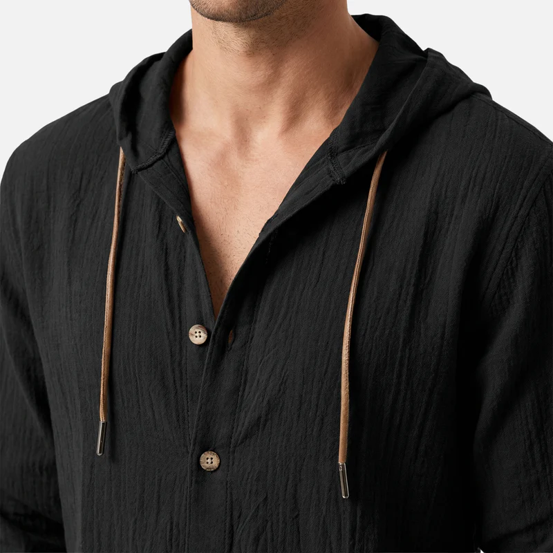 Heinrich | Herren Atmungsaktiver Leinen Hoodie Relaxed Fit – Leinen Kapuzenhemd Herren - Image 4