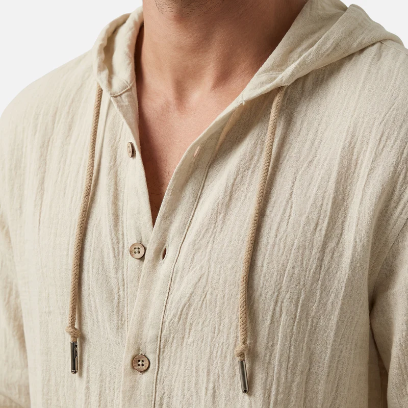 Heinrich | Herren Atmungsaktiver Leinen Hoodie Relaxed Fit – Leinen Kapuzenhemd Herren - Image 5