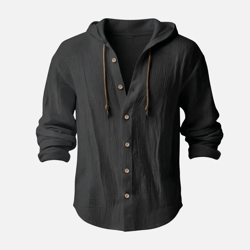 Heinrich | Herren Atmungsaktiver Leinen Hoodie Relaxed Fit – Leinen Kapuzenhemd Herren - Image 9