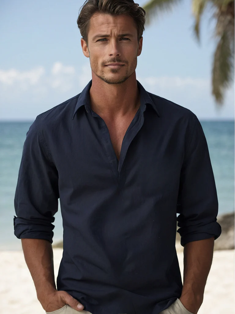 Atmungsaktives Herren Leinenhemd für Strand und Freizeit - Image 5