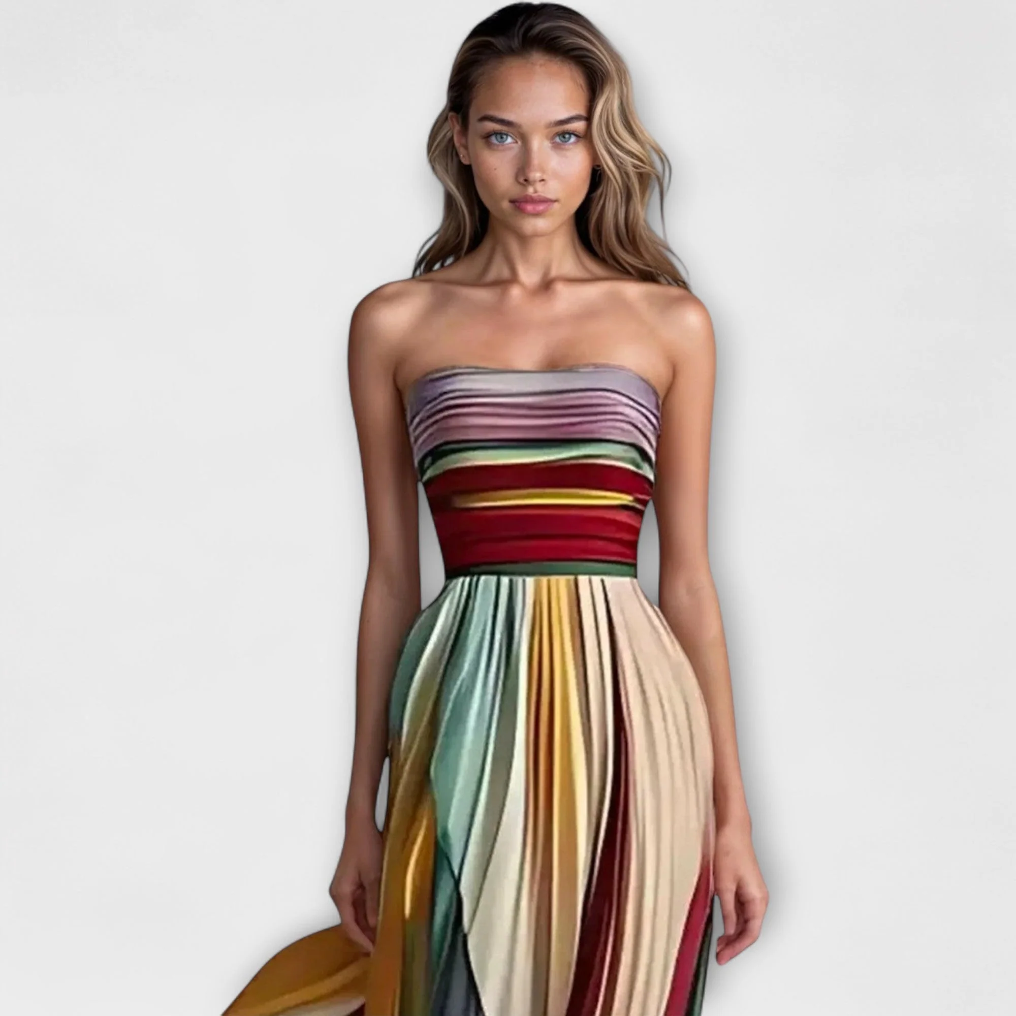 Aubrey | Strapless Maxi Dress in Sunset Breeze - Image 2