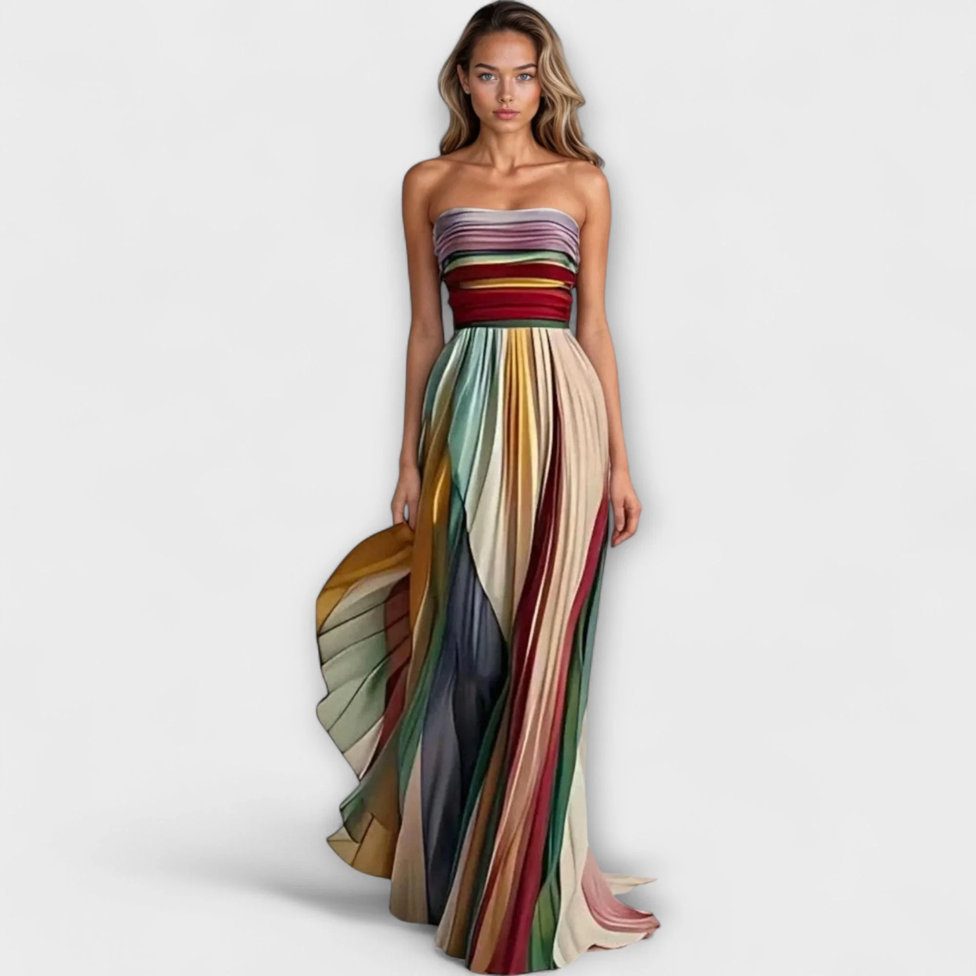 Aubrey | Strapless Maxi Dress in Sunset Breeze - Image 3