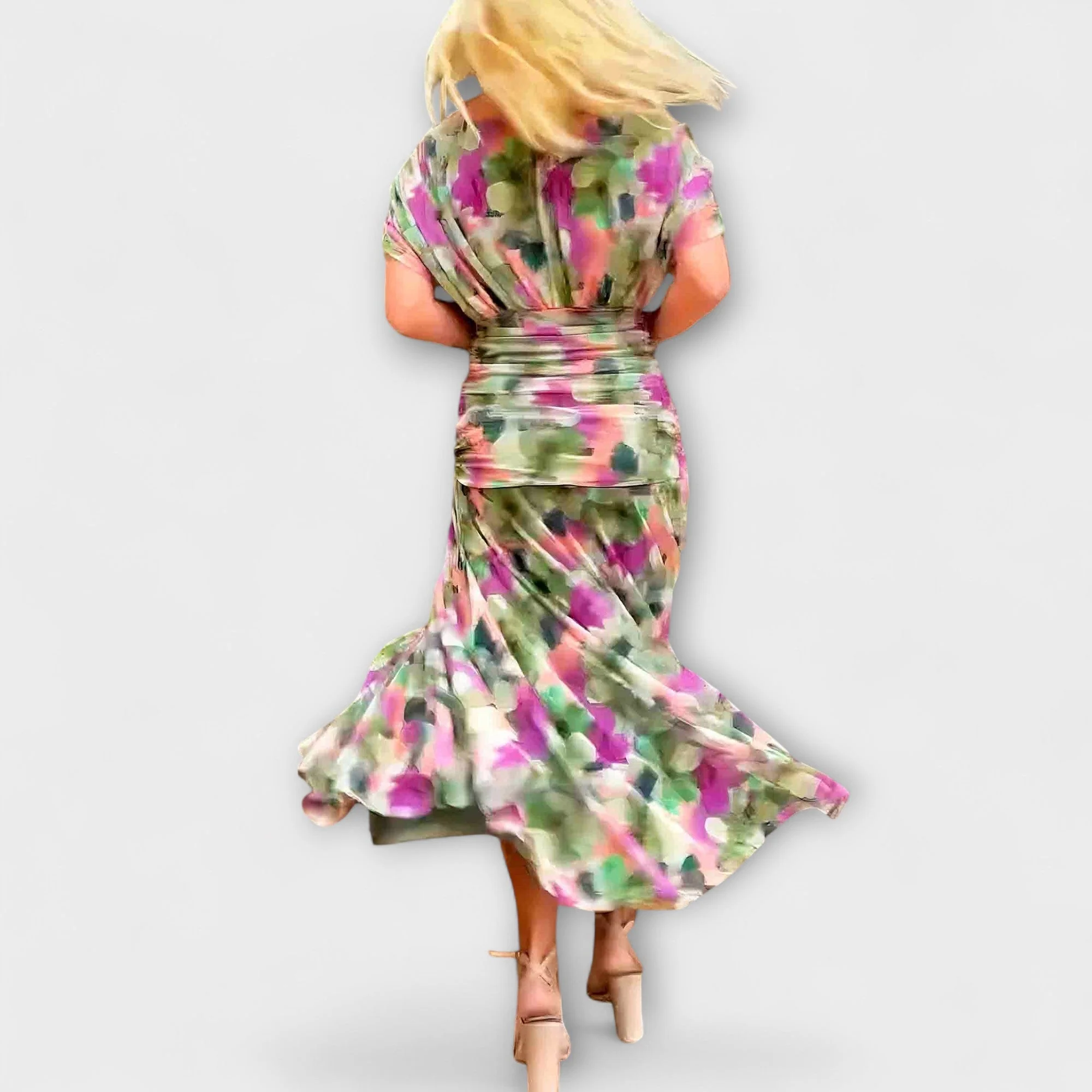 Aulina – Maxikleid mit floraler Eleganz und V-Ausschnitt - Image 3