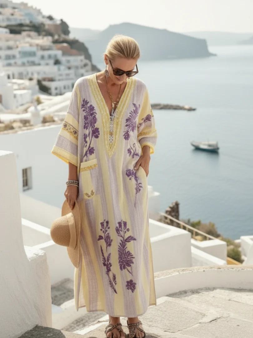 Aurelia | Damen Maxikleid Floral Halbarm Feminin - Image 3