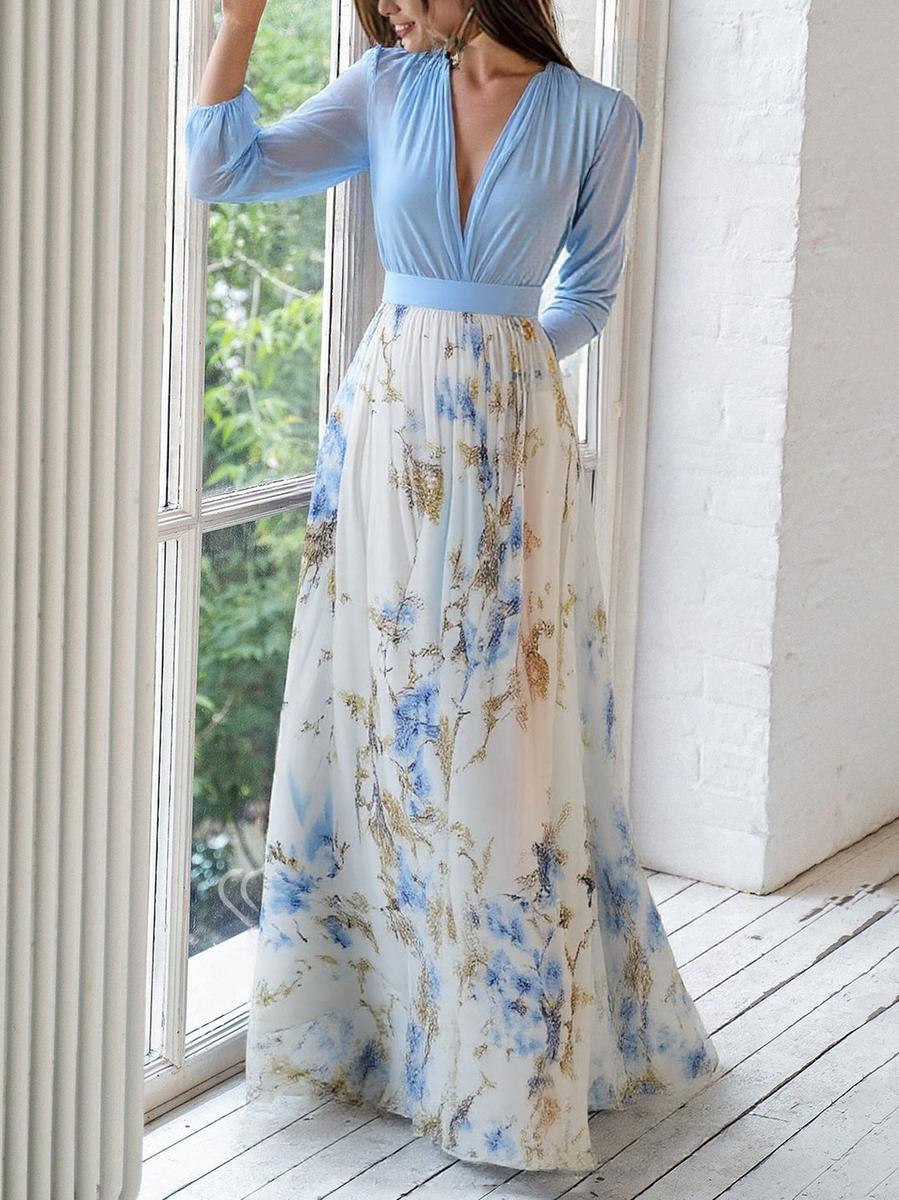 Aurora | Elegantes himmelblaues Chiffonkleid - Image 2