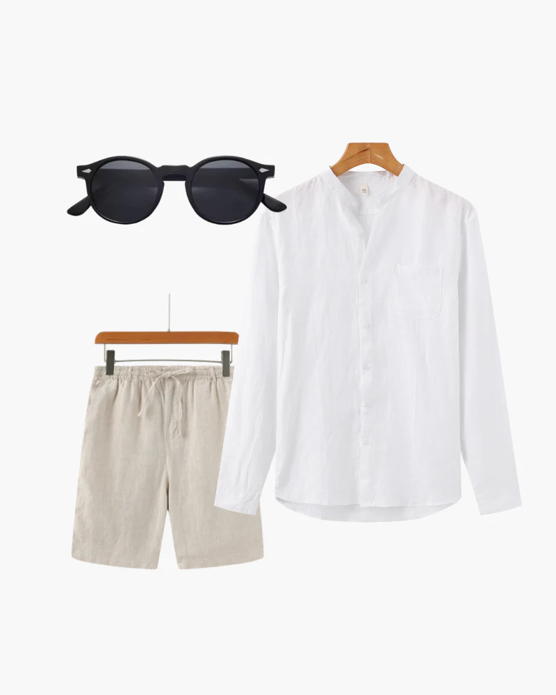 Austin | Sommer-Outfit mit Leinenhemd, Shorts & Sonnenbrille - Image 8