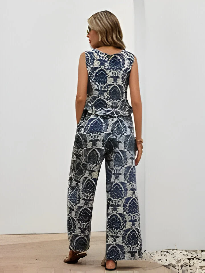 Ava | Ärmelloses Tank-Top mit Rundhalsausschnitt und Hosen mit weitem Bein Outfits - Image 3