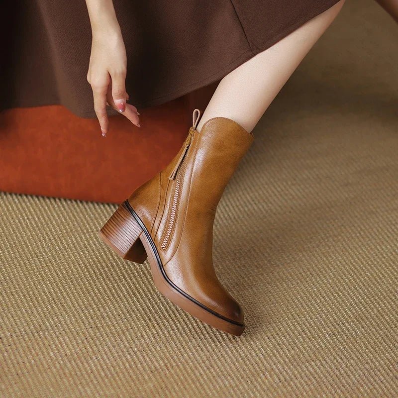 Ava – Elegante Damen Stiefelette mit Blockabsatz und Reißverschluss - Image 2