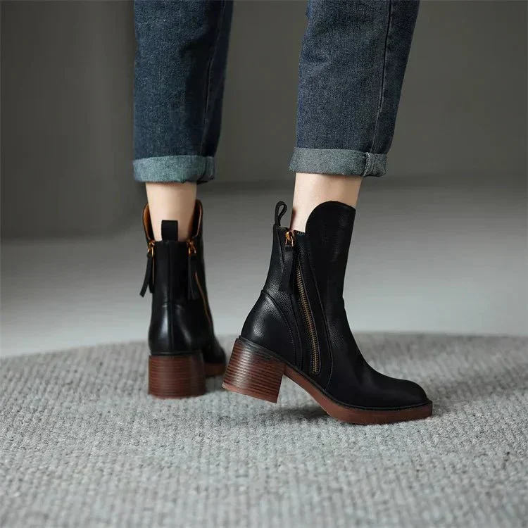 Ava – Elegante Damen Stiefelette mit Blockabsatz und Reißverschluss - Image 3