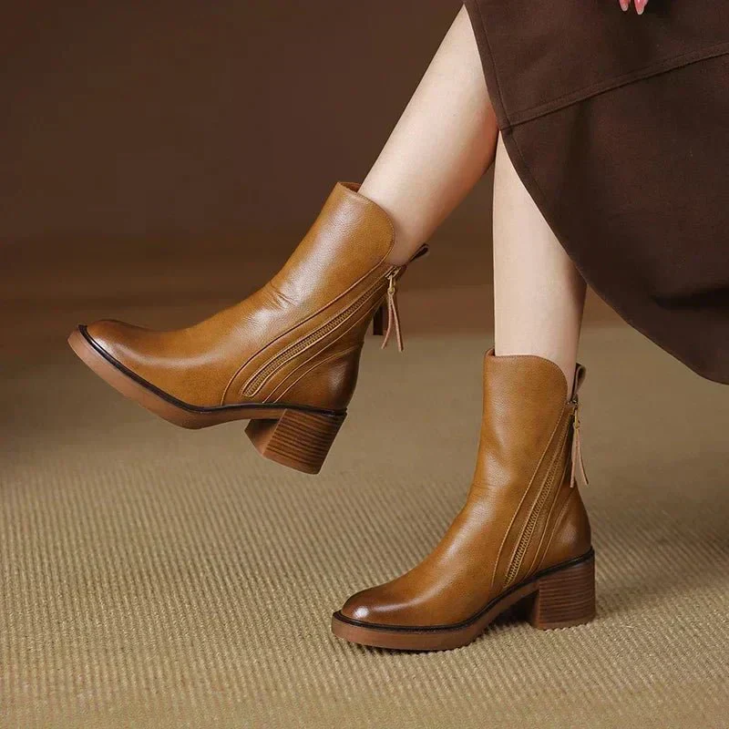 Ava – Elegante Damen Stiefelette mit Blockabsatz und Reißverschluss - Image 6