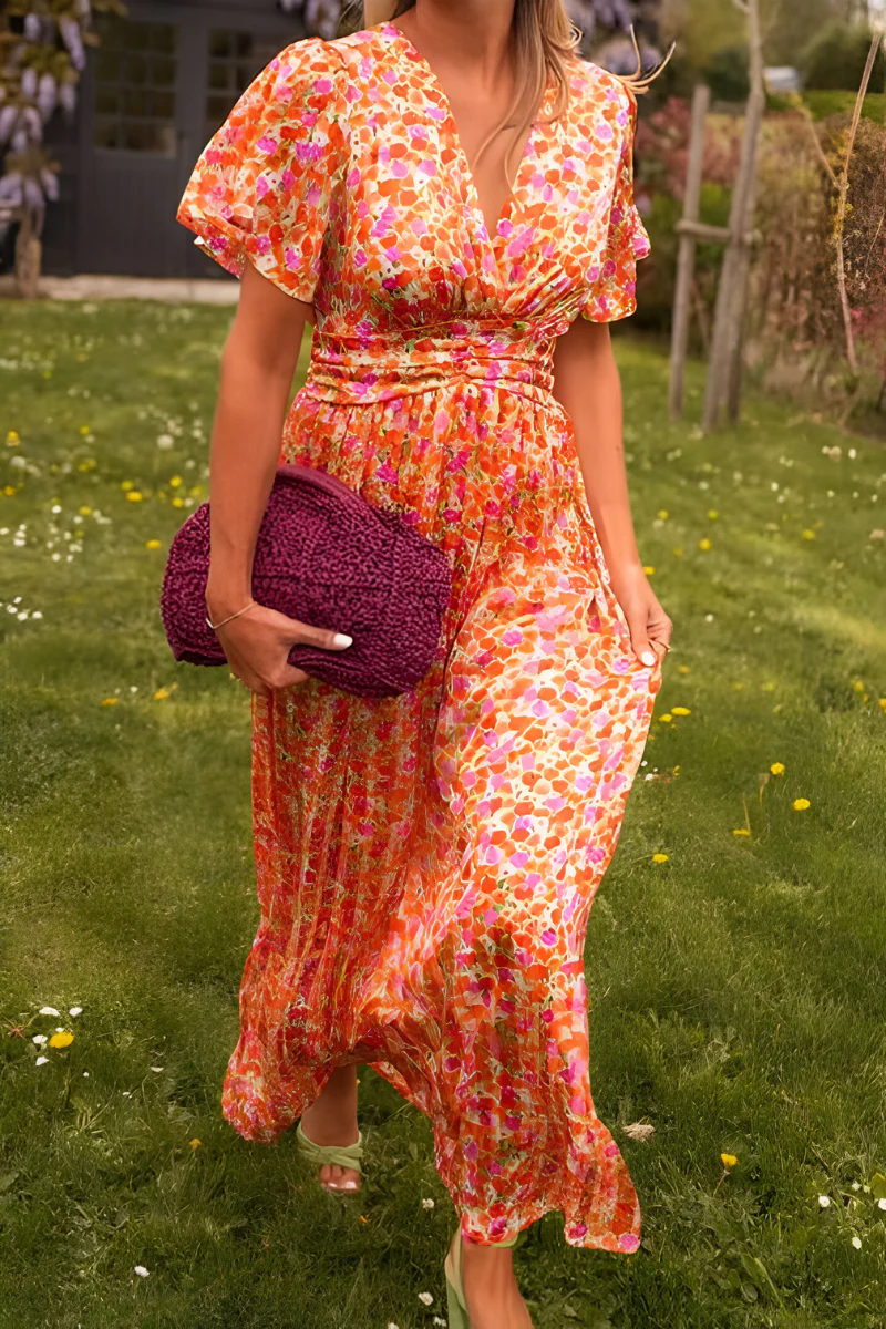 Ava™ | Elegantes Maxikleid mit V-Ausschnitt und femininer Passform