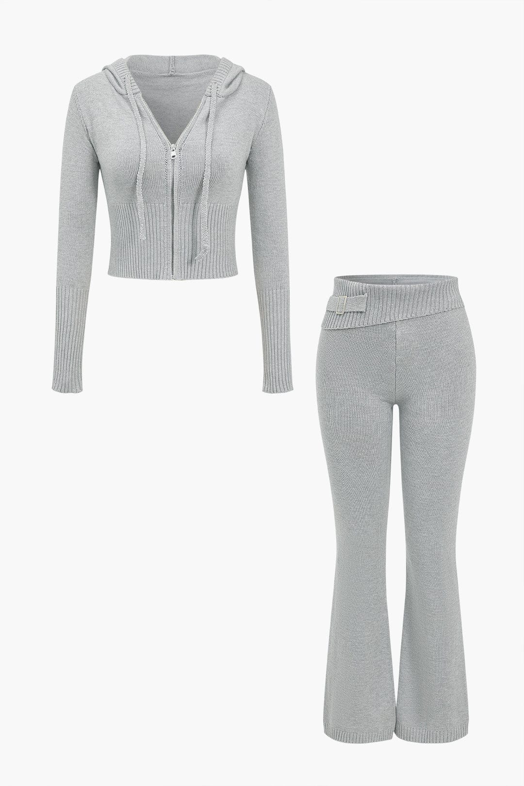 Ava | Strick-Set mit Kapuzenjacke & Schlaghose - Image 18