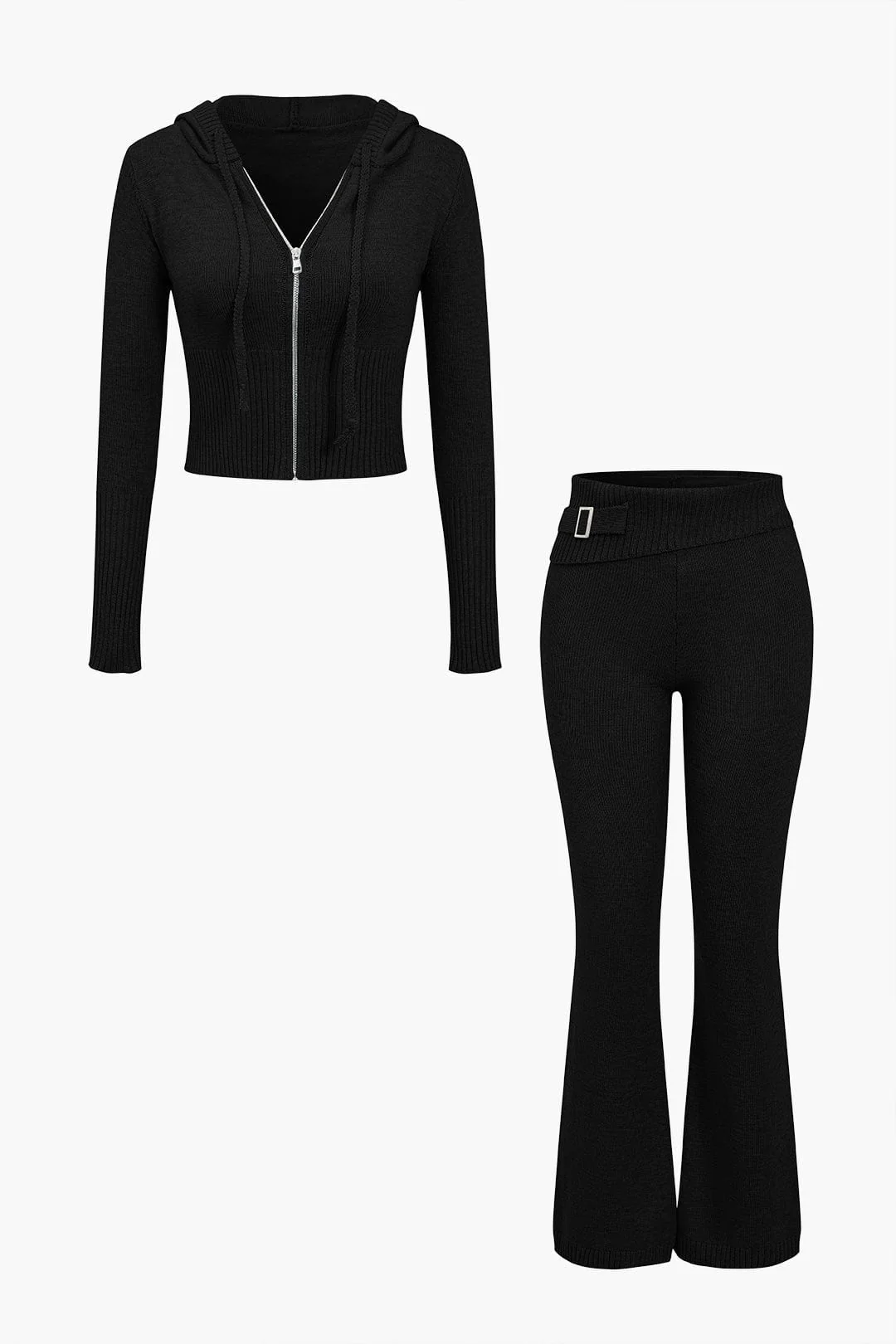 Ava | Strick-Set mit Kapuzenjacke & Schlaghose - Image 19