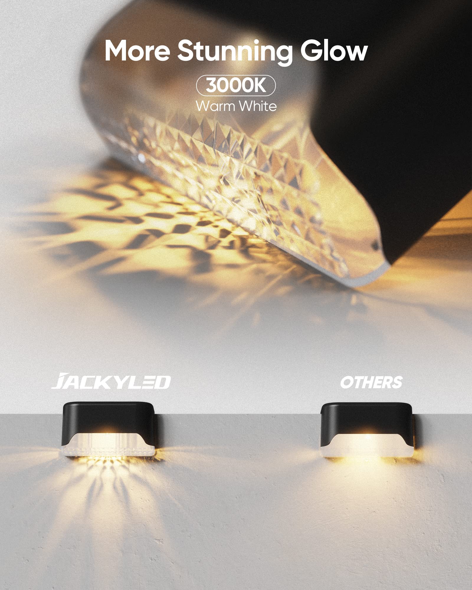 Avelena | 16er Pack Solar Deck Licht - Wetterfestes LED Zaunlicht für Garten, Terrasse, Treppen, Schwarz - Image 2