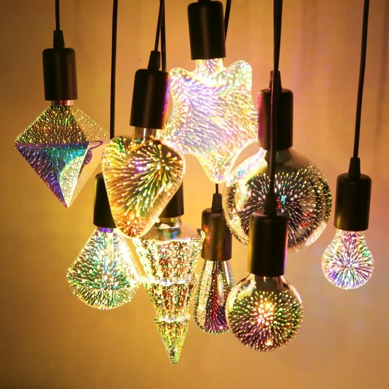 Avelena | 3D LED Glühbirne | Vintage Feuerwerks-Effekt Lampe mit E27 Fassung | 6W 85–265V | Deko-, Party- & Weihnachtsbeleuchtung | Auravia - Image 5