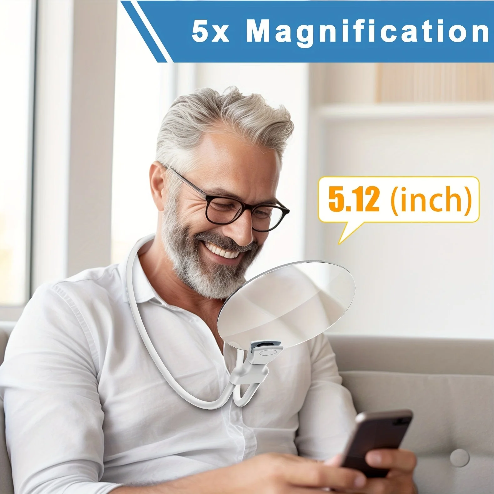 Avelena | 5X Vergrößerungsglas Pro – Hands-free verstellbare Nackenlupe für Senioren und Menschen mit Sehbehinderungen – Perfekt zum Lesen, Nähen, Basteln und Inspektion - Image 4