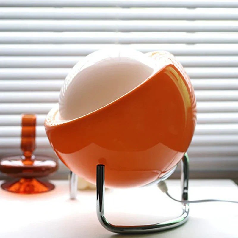 Avelena | Aurivio Tischlampe | Glas & Edelstahl | Retro-Nordic Design | LED-Nachtlicht Beige/Orange | Ø21×H25 cm - Image 4