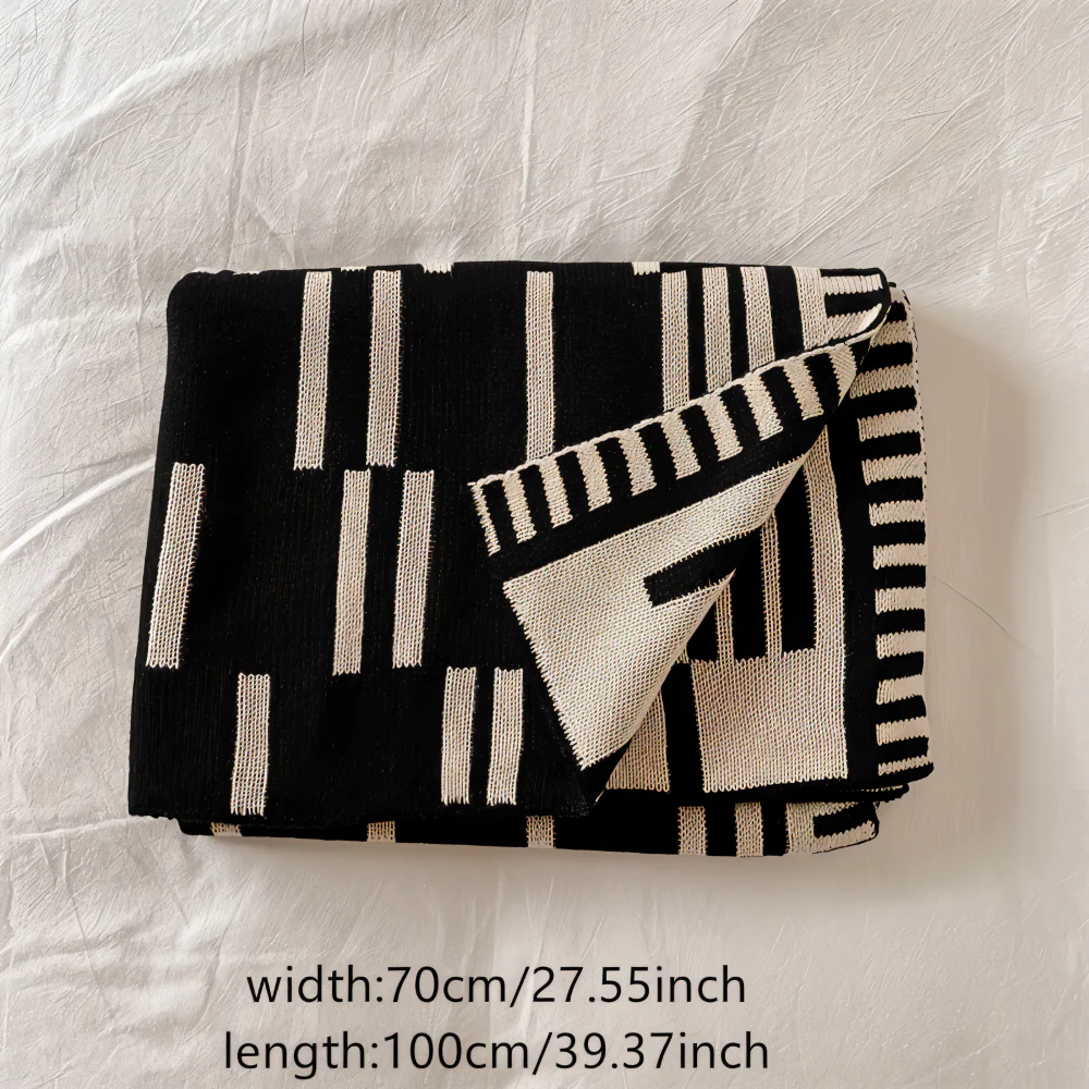 Avelena | CalmoWeave Plaid | Strickdecke Schwarz-Beige | Weich & Wärmend | Für Alle Jahreszeiten - Image 7