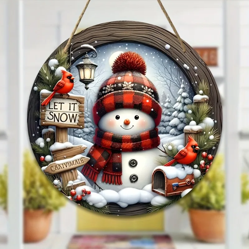 Avelena | CrystalSnow | Weihnachtskranz aus Acryl | Schneemann & Winterdesign | Wand- & Türdeko Ø 20 cm - Image 3