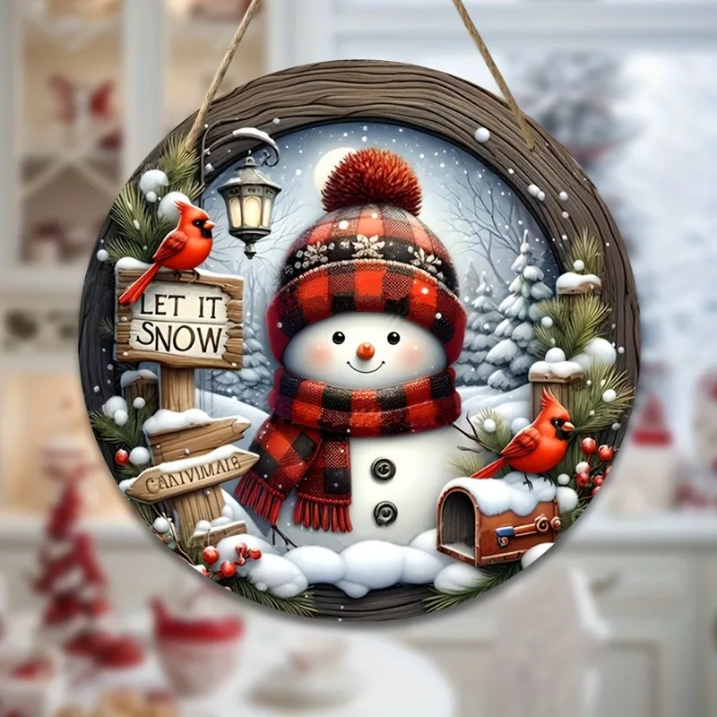 Avelena | CrystalSnow | Weihnachtskranz aus Acryl | Schneemann & Winterdesign | Wand- & Türdeko Ø 20 cm - Image 5
